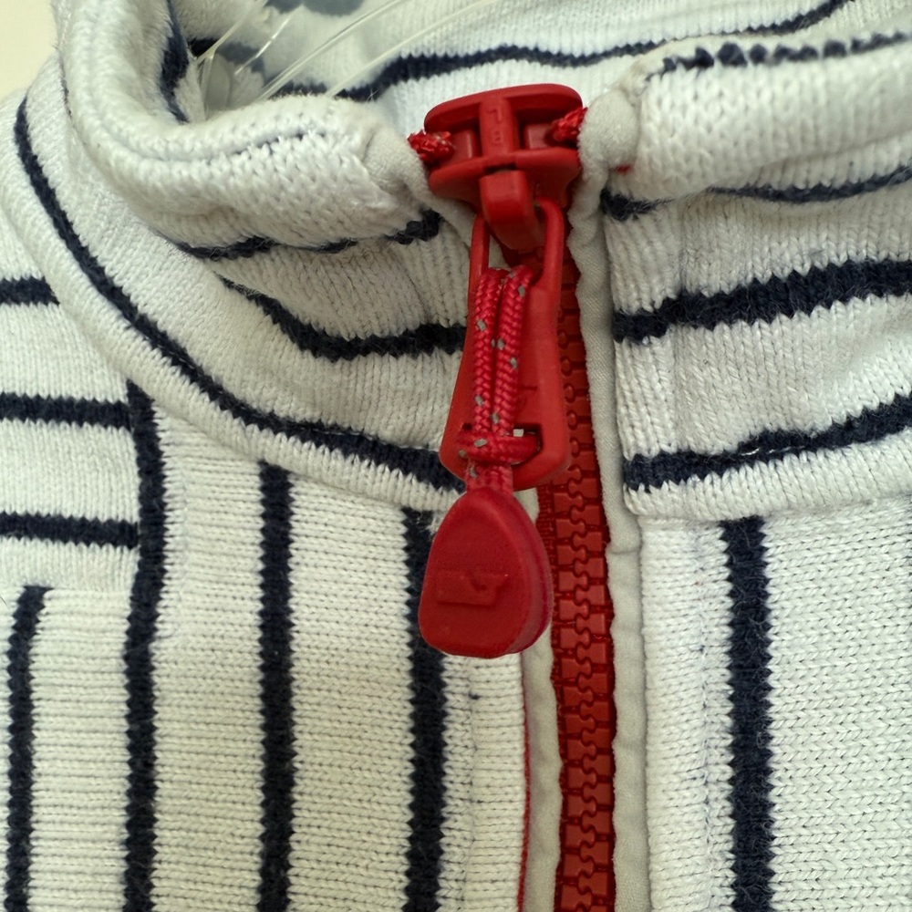 Vineyard Vines Dreamcloth Women’s Striped Quarter-Zip Pullover with Flag Patch. - Picture 5 of 13